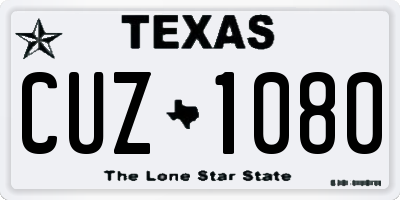 TX license plate CUZ1080