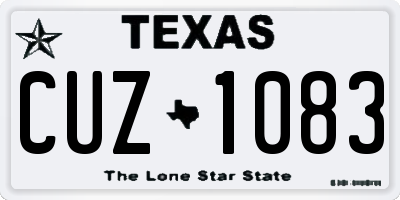 TX license plate CUZ1083