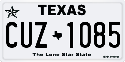 TX license plate CUZ1085