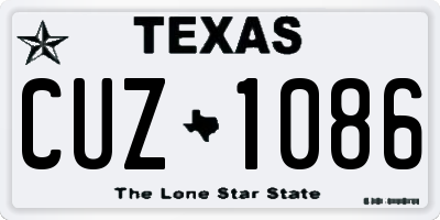 TX license plate CUZ1086