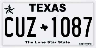 TX license plate CUZ1087