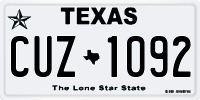 TX license plate CUZ1092