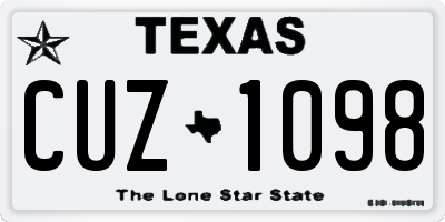 TX license plate CUZ1098