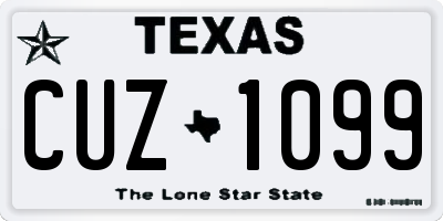 TX license plate CUZ1099