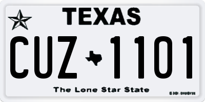 TX license plate CUZ1101