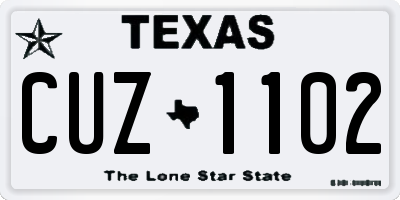 TX license plate CUZ1102