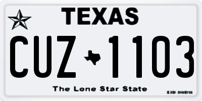 TX license plate CUZ1103