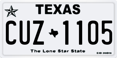 TX license plate CUZ1105