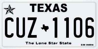 TX license plate CUZ1106