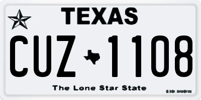 TX license plate CUZ1108