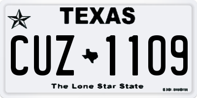 TX license plate CUZ1109