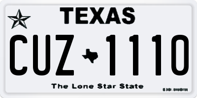 TX license plate CUZ1110