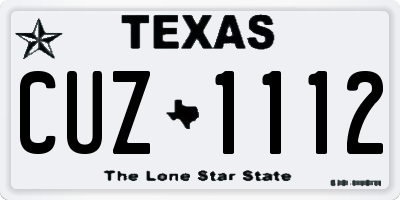 TX license plate CUZ1112