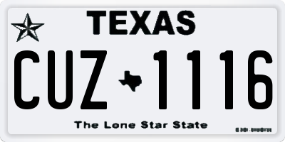 TX license plate CUZ1116