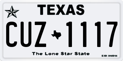 TX license plate CUZ1117