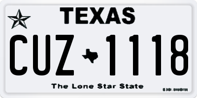 TX license plate CUZ1118