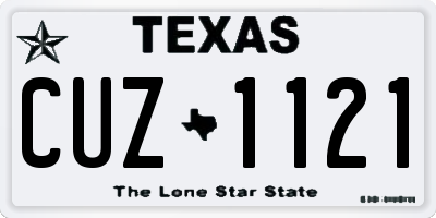 TX license plate CUZ1121