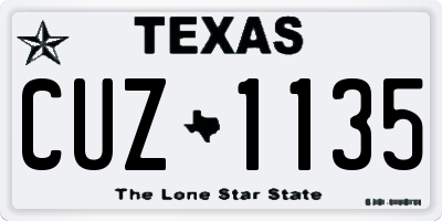 TX license plate CUZ1135