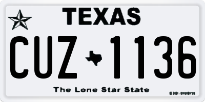 TX license plate CUZ1136