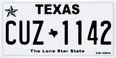 TX license plate CUZ1142