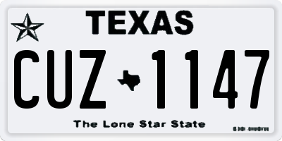 TX license plate CUZ1147