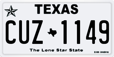TX license plate CUZ1149