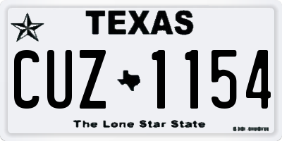 TX license plate CUZ1154
