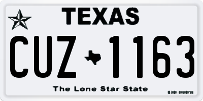 TX license plate CUZ1163