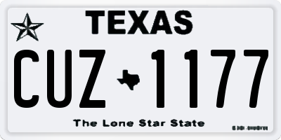 TX license plate CUZ1177