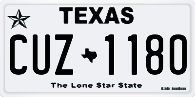 TX license plate CUZ1180