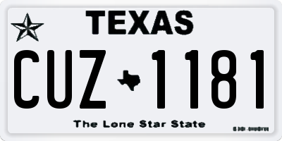 TX license plate CUZ1181
