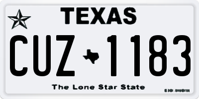 TX license plate CUZ1183