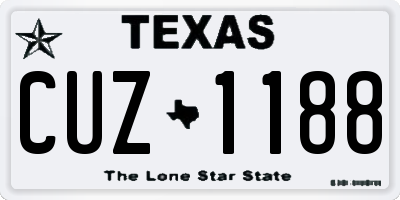 TX license plate CUZ1188