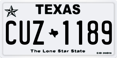 TX license plate CUZ1189