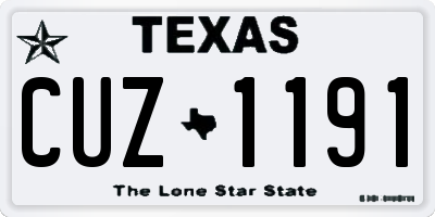 TX license plate CUZ1191