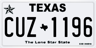 TX license plate CUZ1196