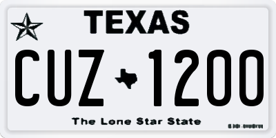 TX license plate CUZ1200