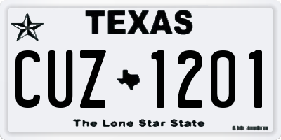 TX license plate CUZ1201