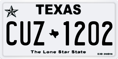TX license plate CUZ1202
