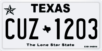 TX license plate CUZ1203