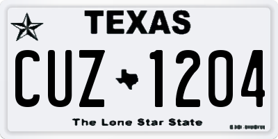 TX license plate CUZ1204
