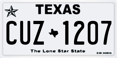 TX license plate CUZ1207