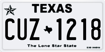 TX license plate CUZ1218