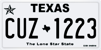 TX license plate CUZ1223