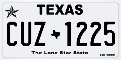 TX license plate CUZ1225