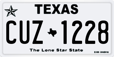 TX license plate CUZ1228