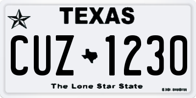 TX license plate CUZ1230