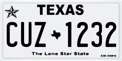 TX license plate CUZ1232