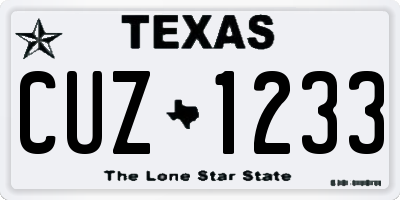TX license plate CUZ1233