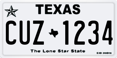 TX license plate CUZ1234